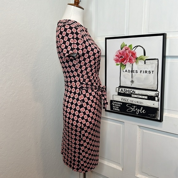 DVF Zoe Geometric Print Silk Dress Size 2 - Picture 3 of 8